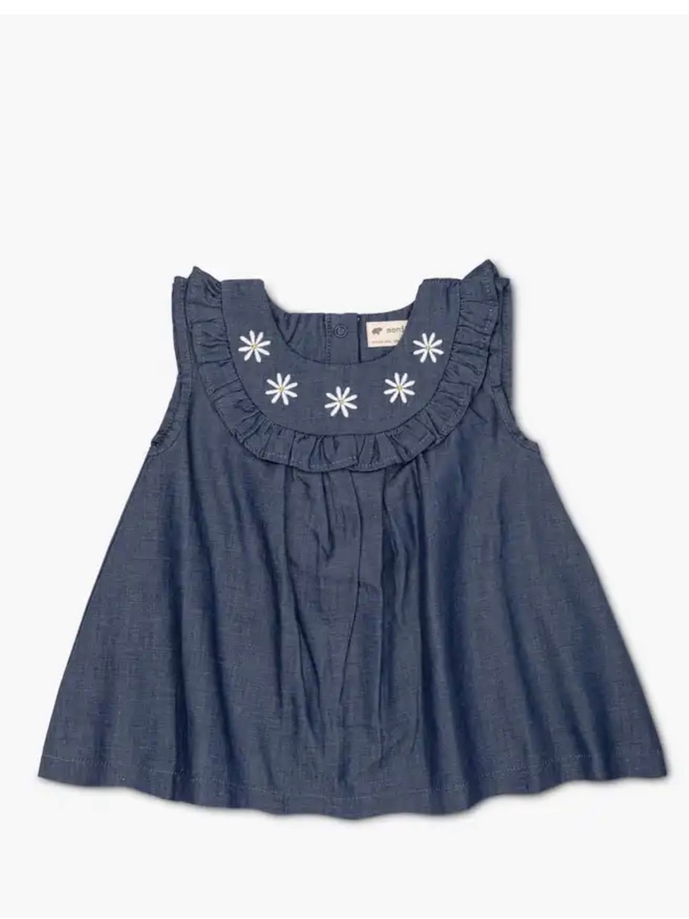 EUC Monica + Andy Embroidered Bib Chanbray Dress